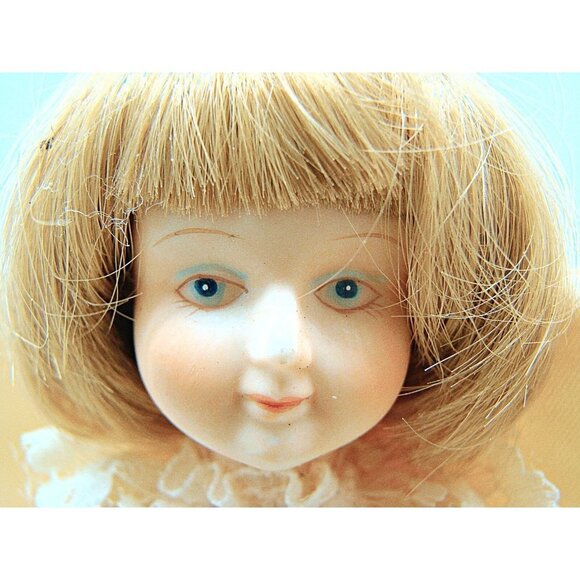 Vintage Kurt Adler Angel Tree Topper Decor Porcelain Head Arms Satin Lace Dress - Picture 11 of 12